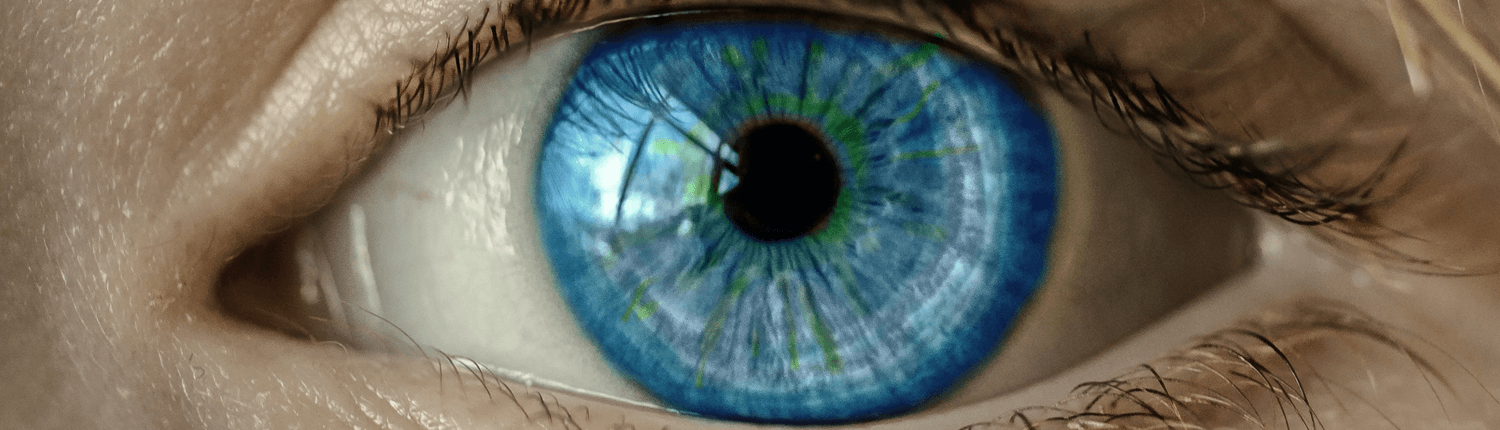 illustration of a blue eye and implantable contact lenses